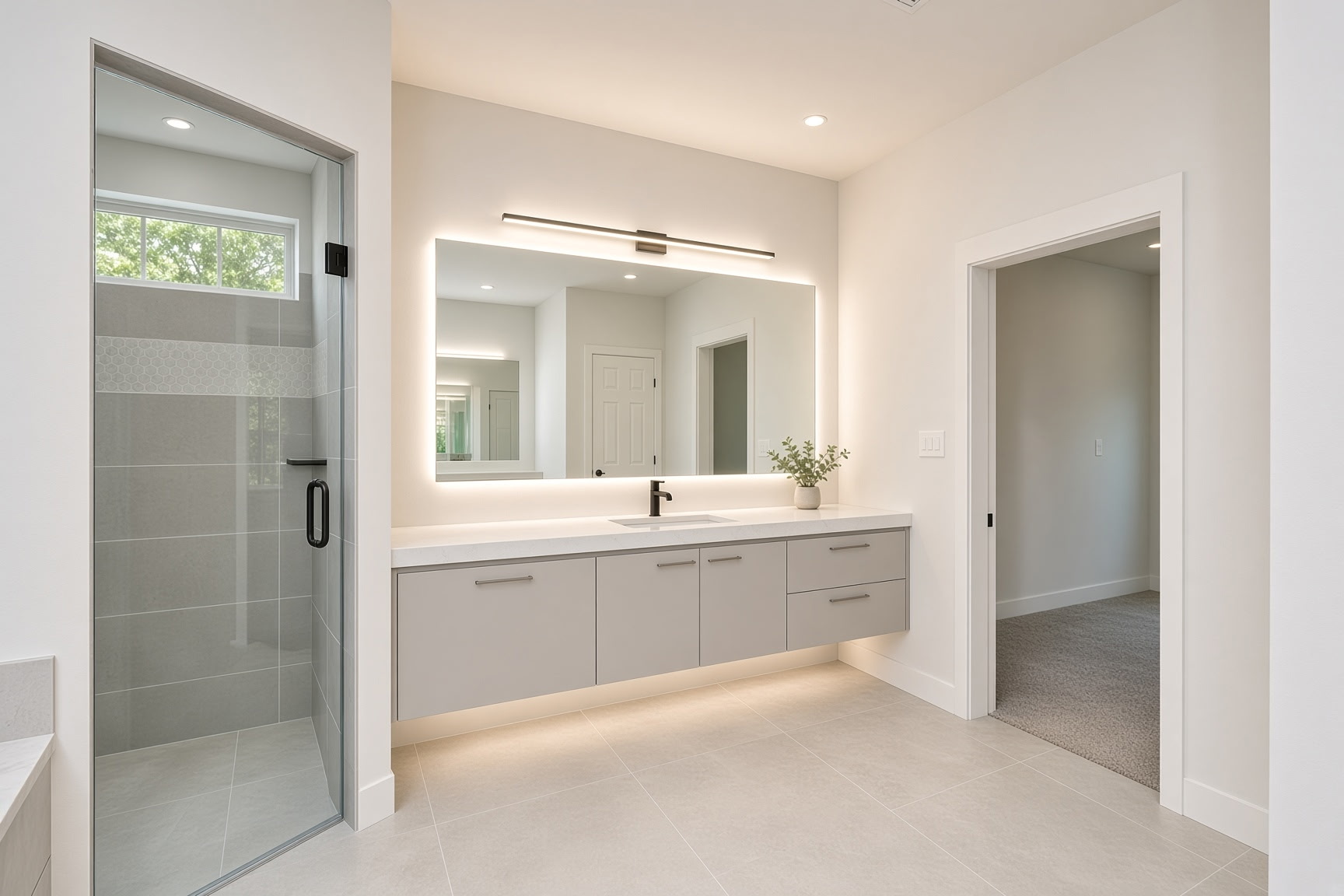 Floating Vanities & Radiant Heated Tile Floors